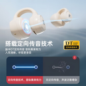 开放式蓝牙耳机骨传导概念无线夹耳式不入耳运动跑步通话降噪音乐长续航 XKT21米色